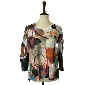 Jess & Jane "Toscana" Women's Burnout Hi-Low Tunic Top Size SMALL